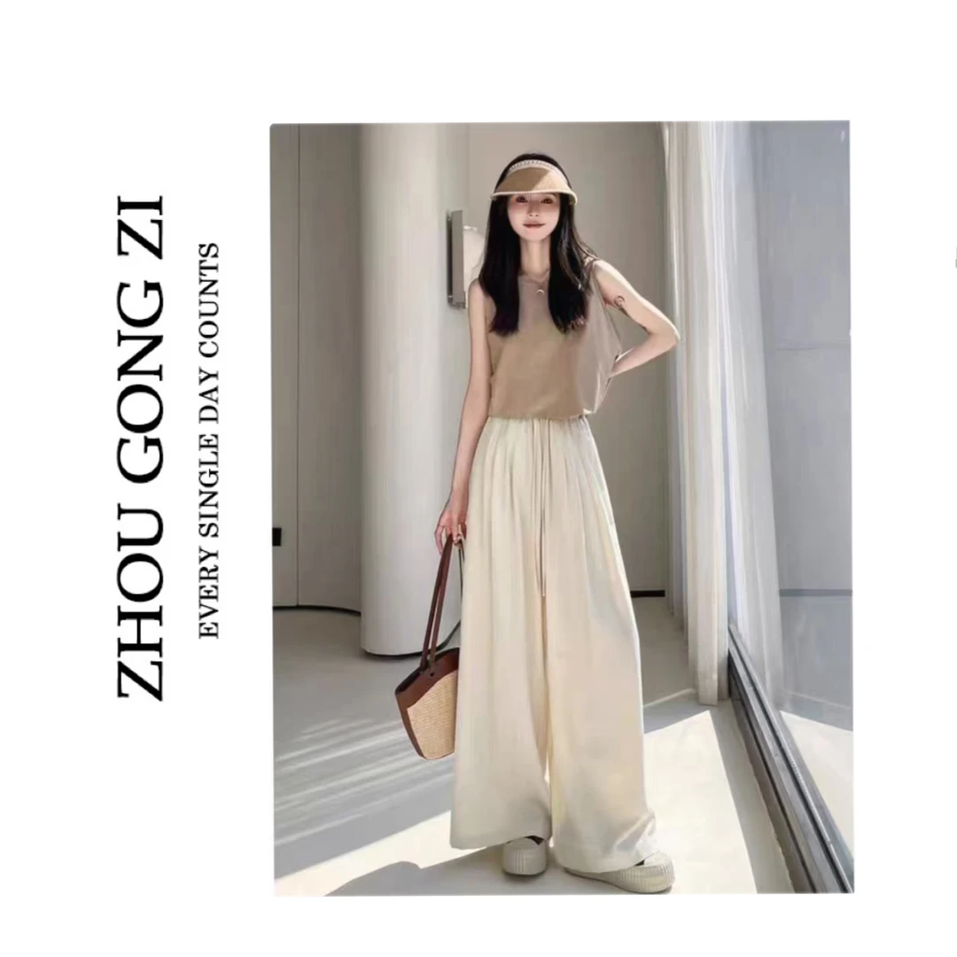 周公子优选2025夏上新！慵懒休闲麻直筒阔腿裤-2540