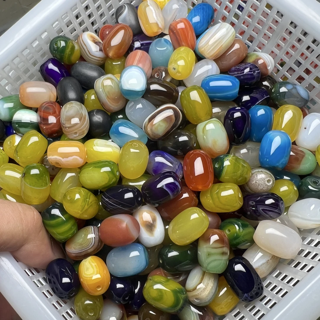糖糖  天然条纹缠丝玛瑙珠子桶珠直播间链接私拍随机发一颗