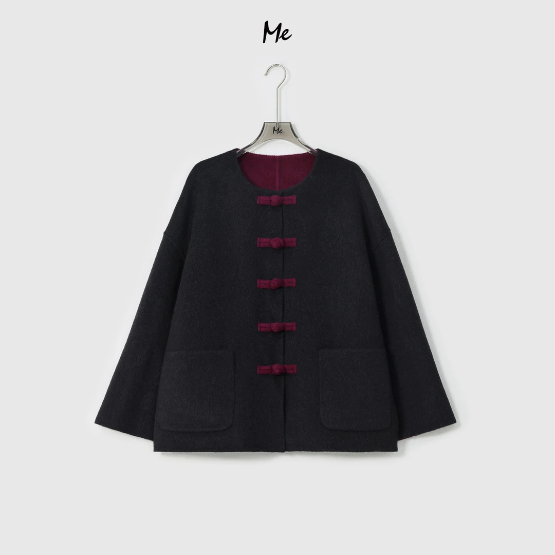 ME【阿拉善之秋】天丝绵羊毛混纺双面穿国风改良一手长大衣MESA0732