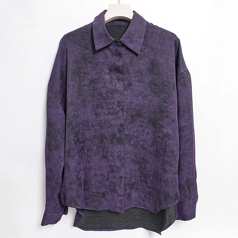 衬衫【紫缎龟】香云纱上衣中国风桑蚕丝真丝提花气质春季新款简约