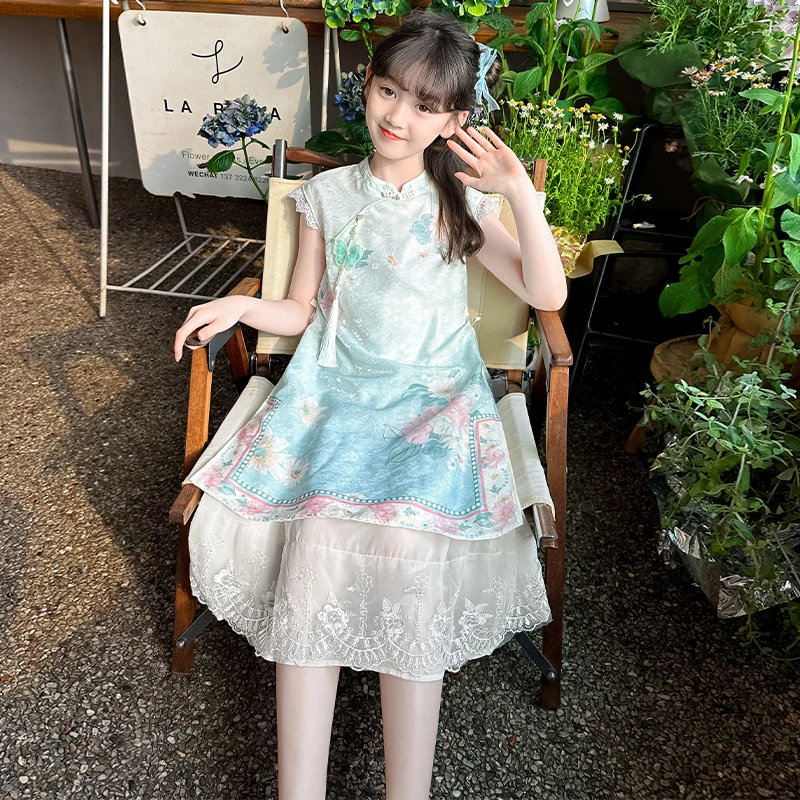 女童汉服夏款2025新款儿童古风旗袍裙女孩仙气公主裙连衣裙生日裙