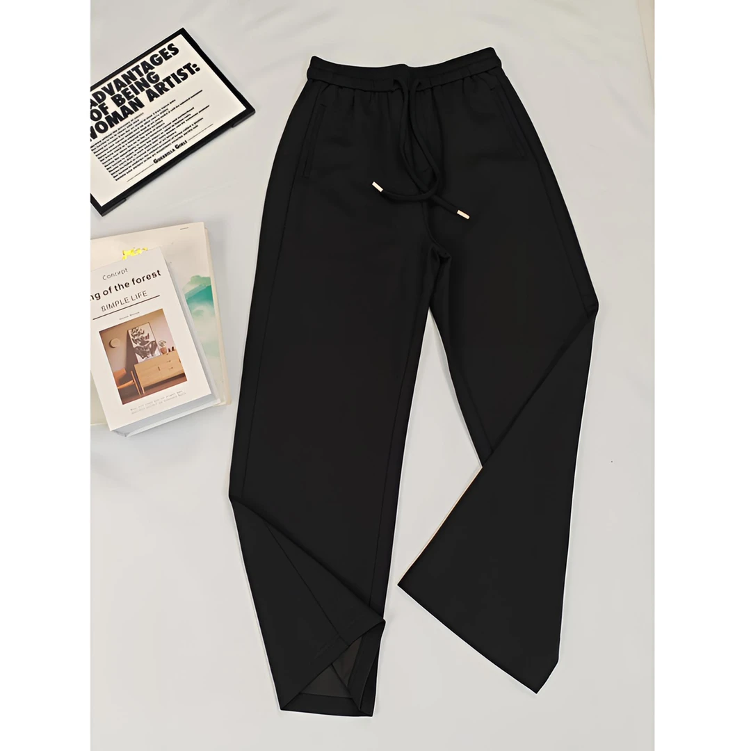 2025新款时尚百搭女士纯色宽松休闲直筒裤长裤收腰显瘦A20257218