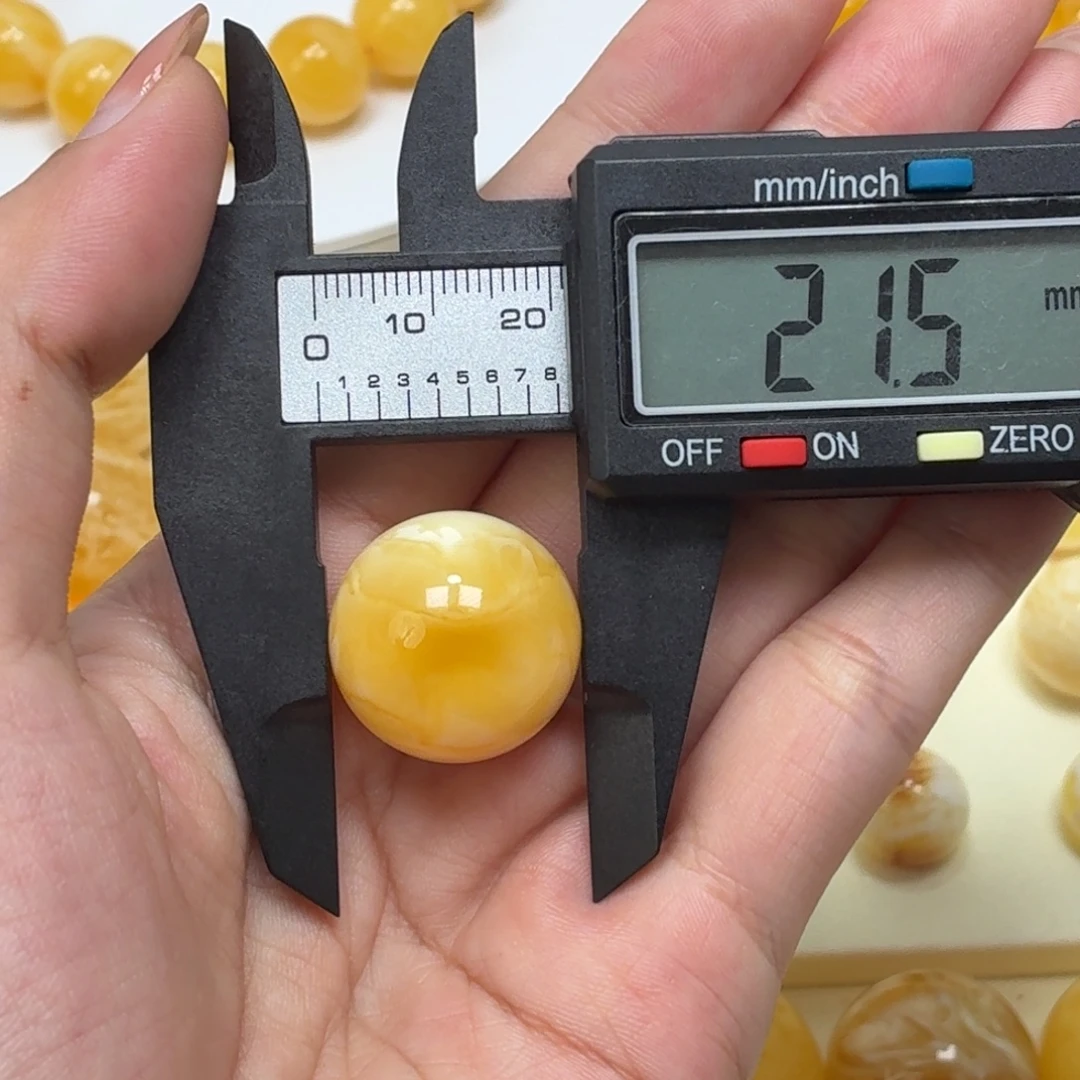 琥珀未镶嵌颈饰焦皮奶橘溶洞浓蜡单珠21.5mm