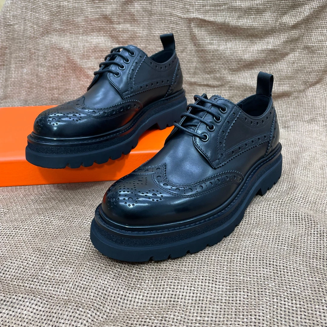 绅士暴徒2025早春新款布洛克雕花男士德比鞋真皮增高商务休闲皮鞋