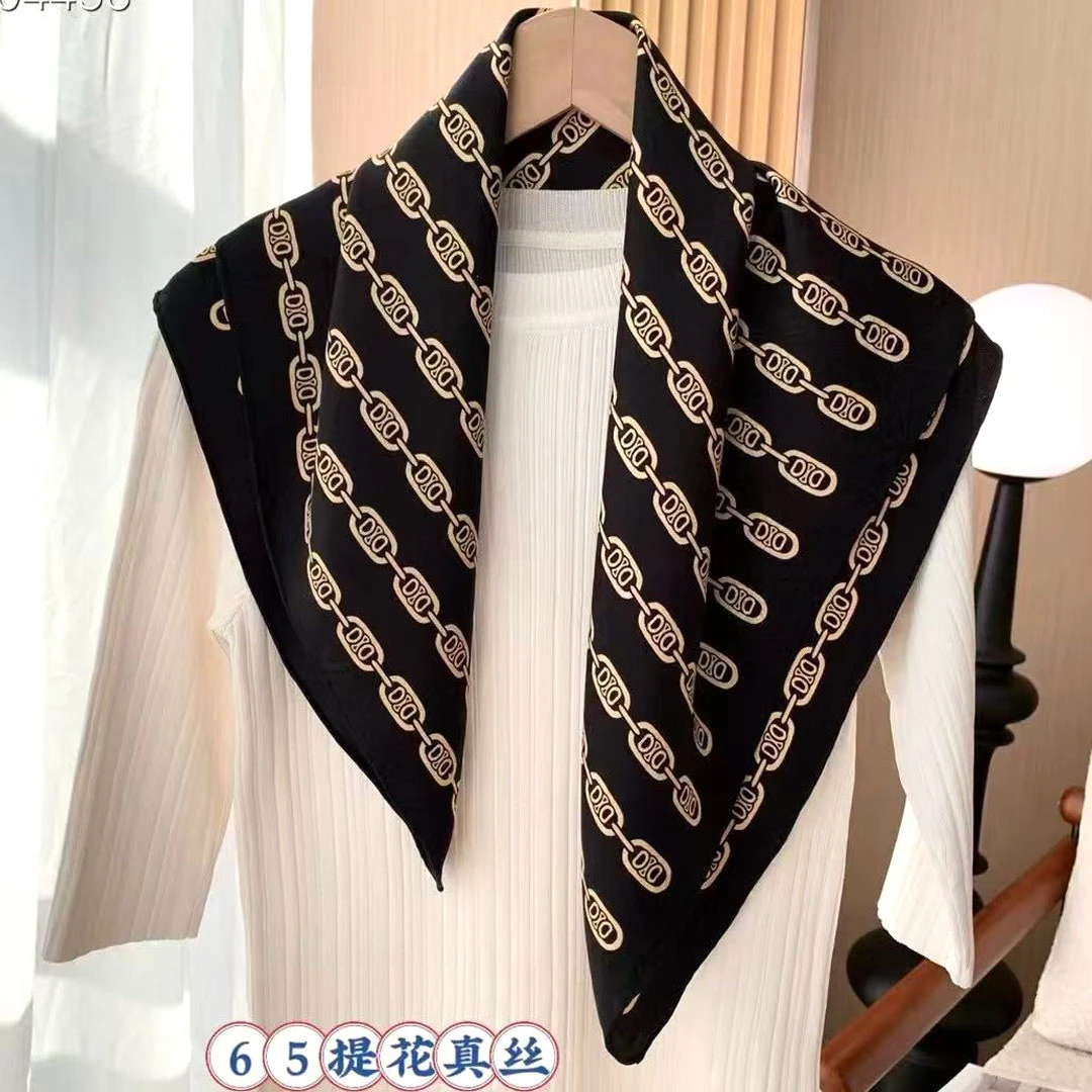 新品重磅桑蚕丝16姆米斜纹绸双面提花65中方巾真丝围巾丝巾女