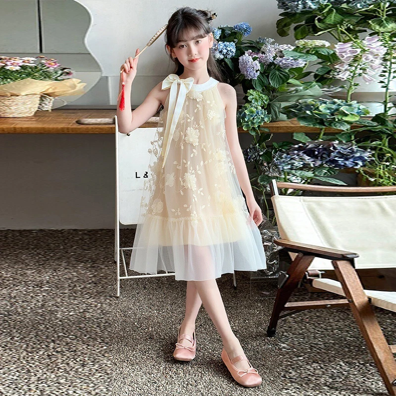 女童连衣裙夏装2025新款中大童洋气公主裙女孩吊带裙夏季漂亮纱裙