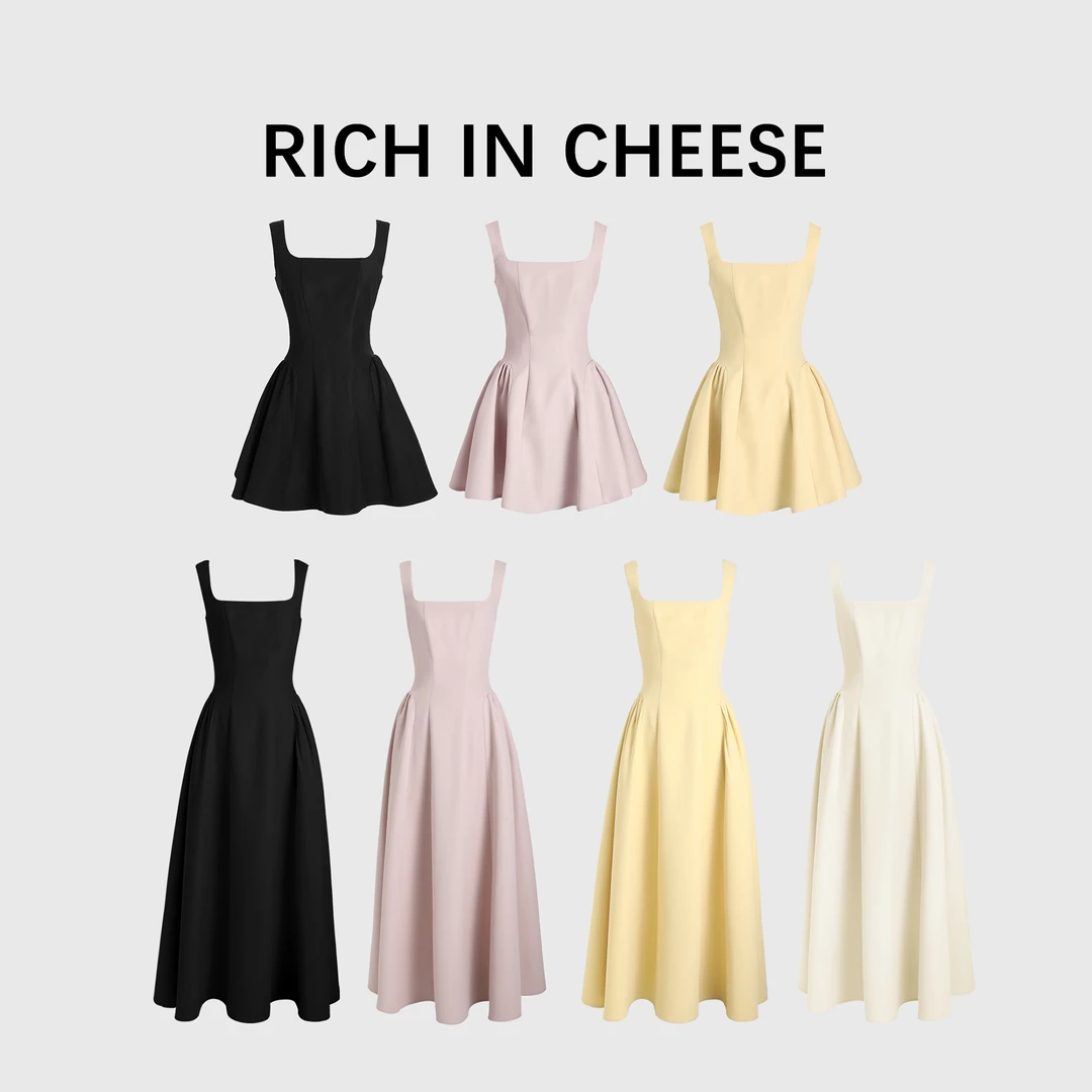 RICHINCHEESE  高智千金 斜纹面料西装吊带时尚赫本风连衣裙