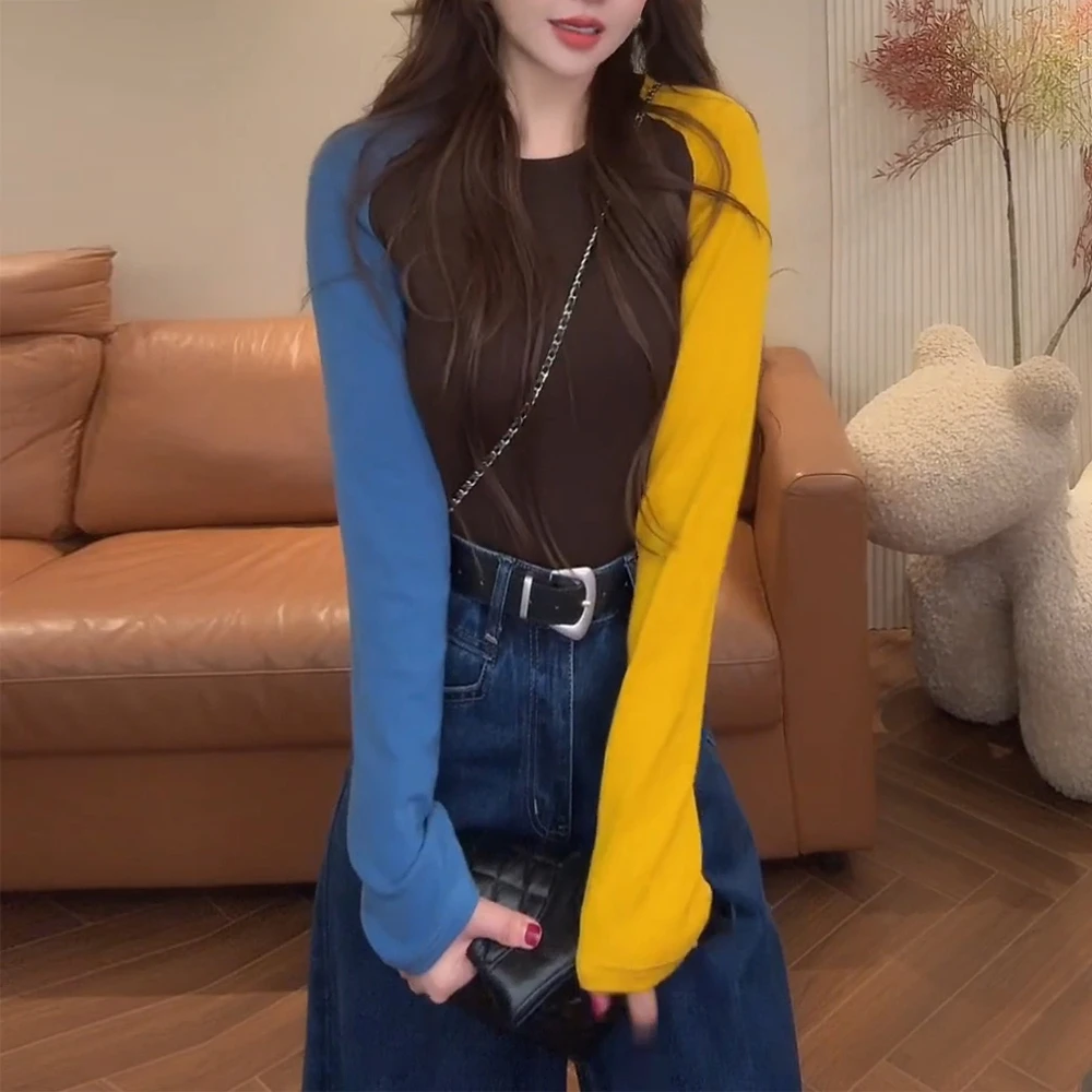 2025早秋新款宽松韩版时尚设计感长袖T恤女休闲小众百搭上衣女生