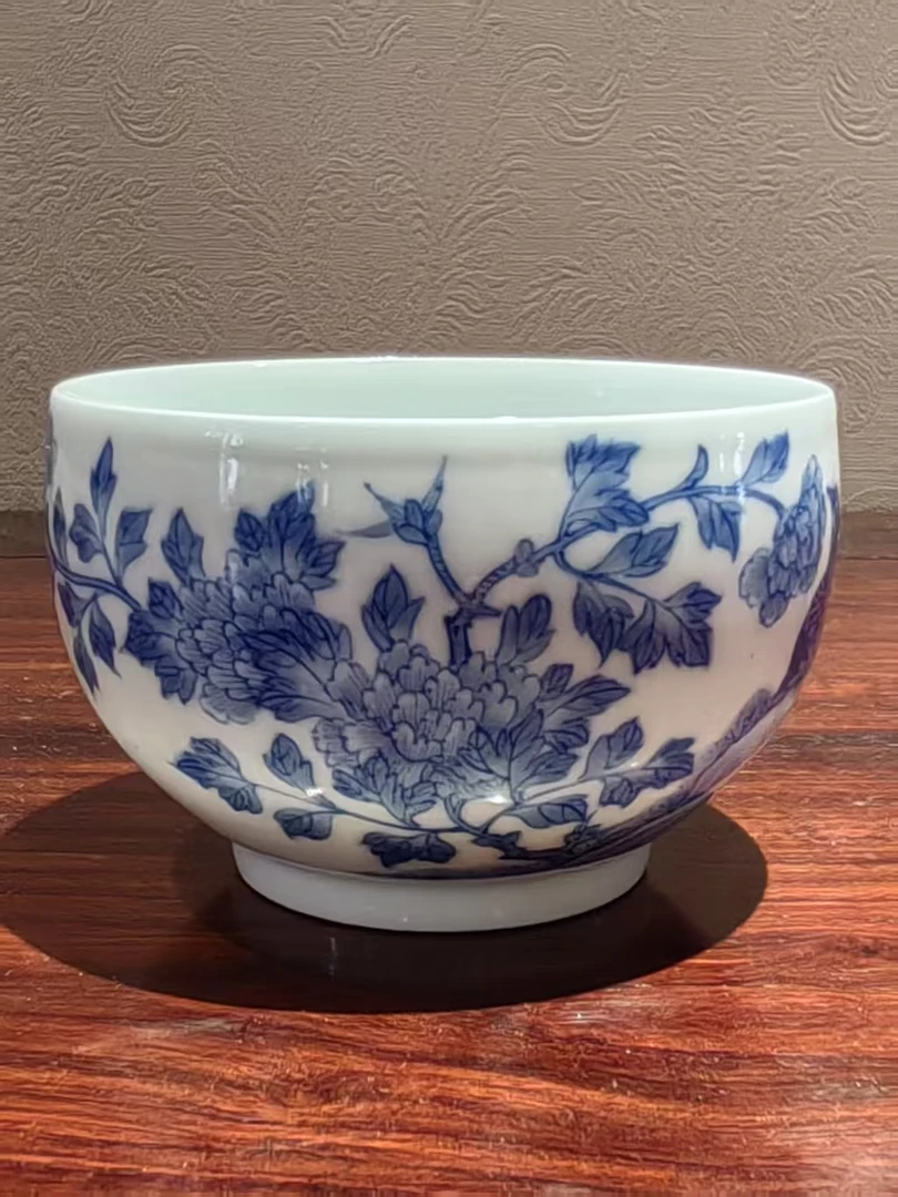 景德镇春风祥玉确实富贵青花杯主人杯手绘全手工釉下彩陶瓷纯手工