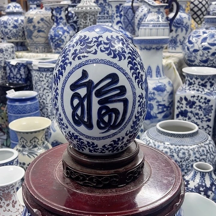 摆件青花瓷手工手绘高温釉下彩，摆件摆件