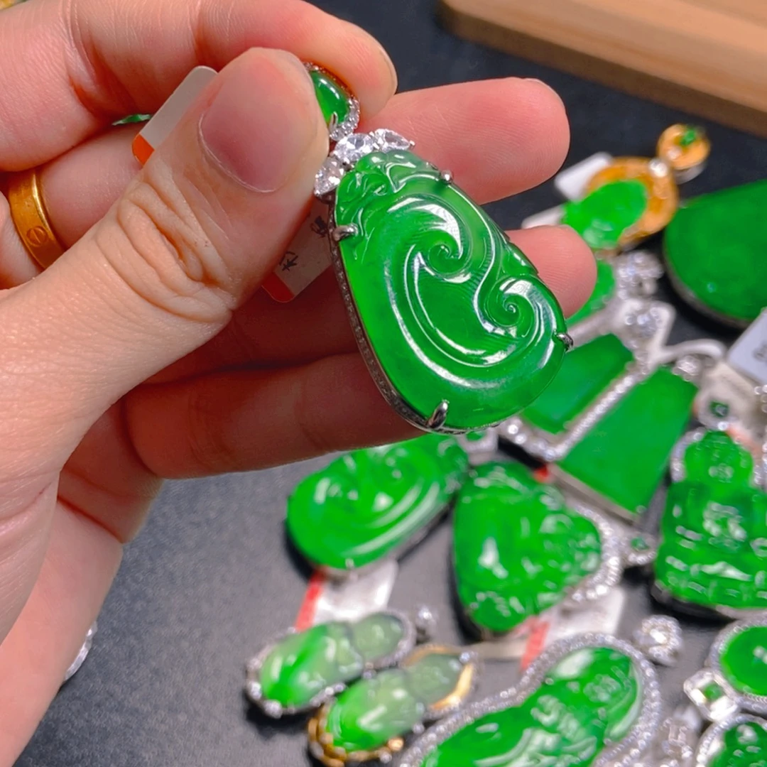 翡翠银S925镶嵌吊坠(不含链)