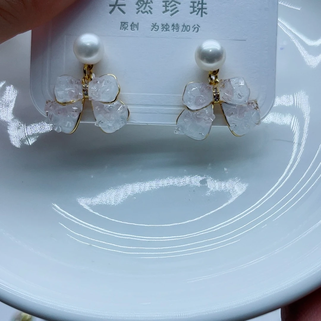 银S925镶嵌耳饰淡水珍珠