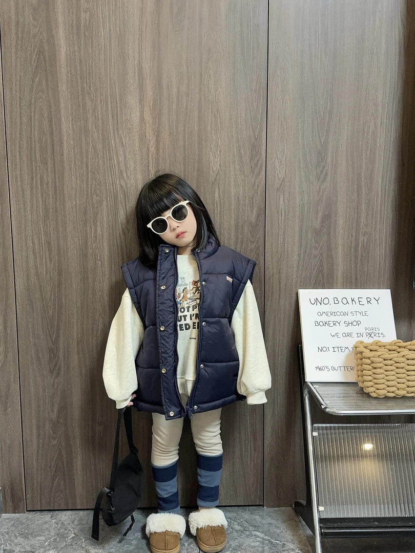 【熙熙TY】秋冬装儿童韩版加绒夹棉马甲男童女童冬款衣服外套