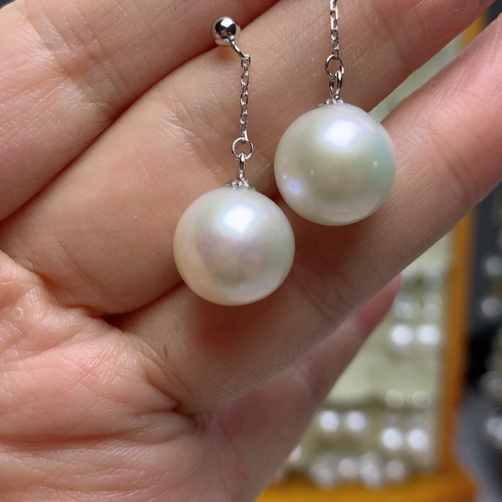 银S925镶嵌淡水珍珠耳饰67
