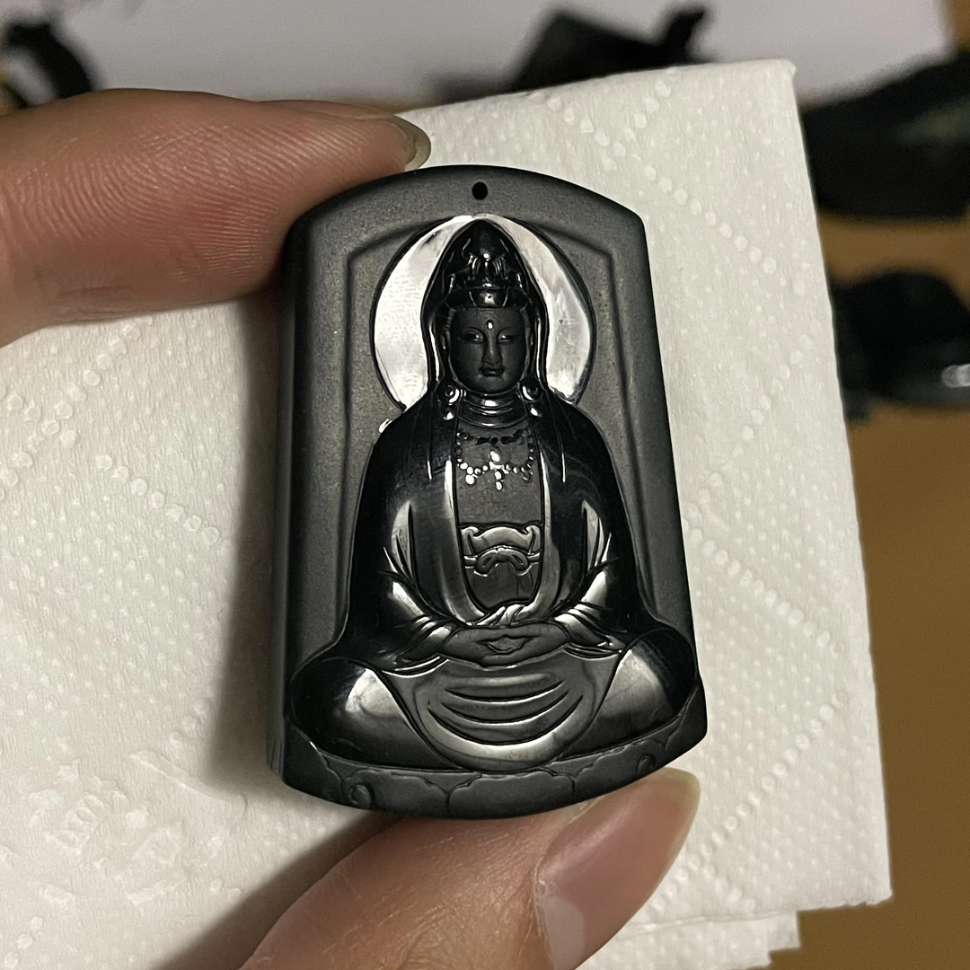 天然翡翠a货 观音菩萨玉坠n2