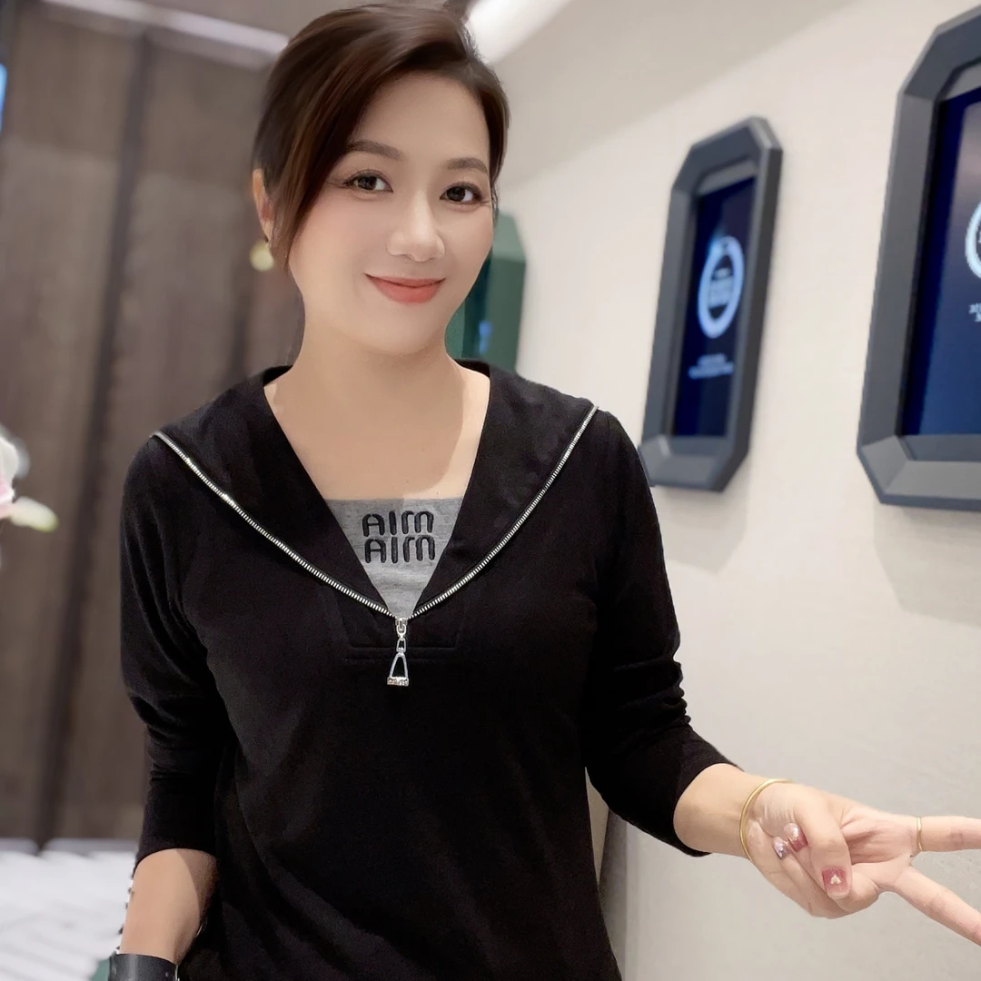 夏装女时尚假两件宽松短袖短袖T恤女夏2025百搭减龄女士休闲上衣