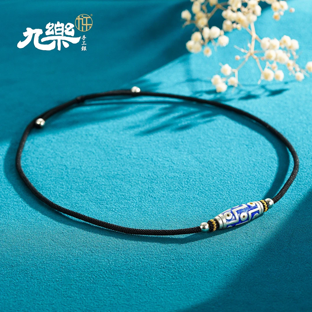 九乐 吊坠足银珐琅 999桶珠珐琅绳链