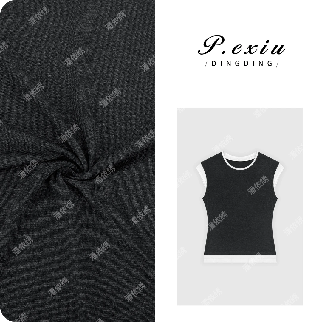 PanYiXiu/潘依绣韩系设计感假两件撞色小飞袖T恤 WH00318