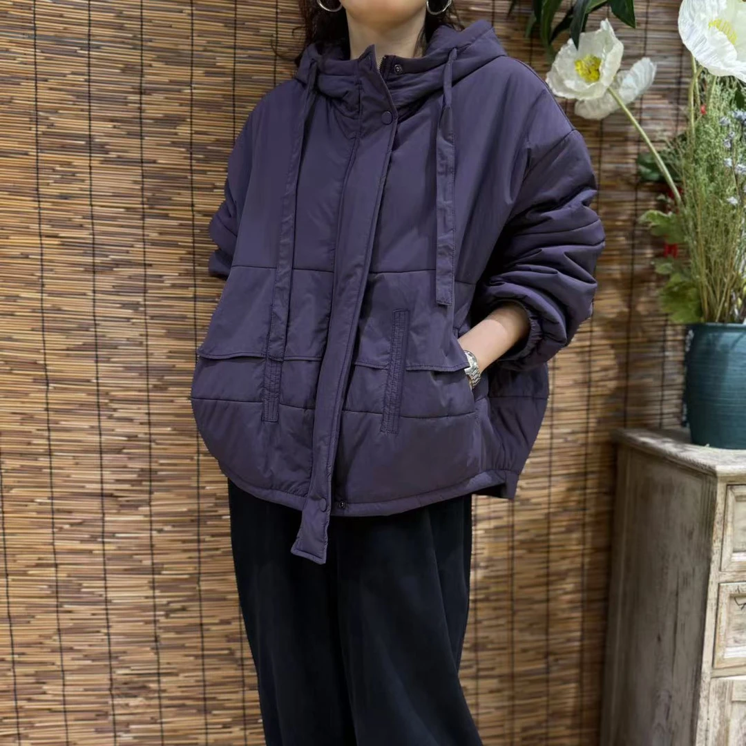 16627新款冬季潮流百搭时尚简约百搭宽松连帽棉服