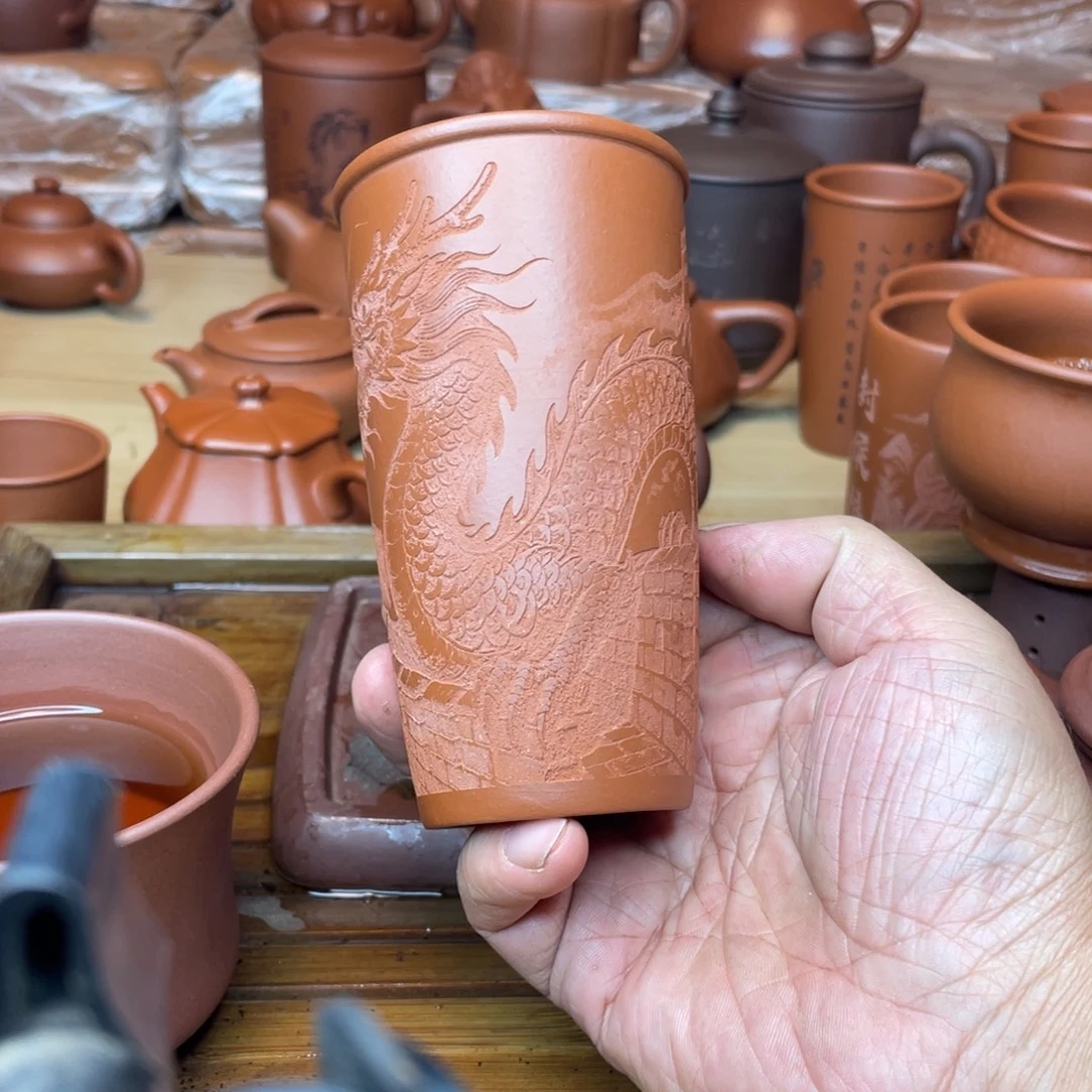 紫砂茶壶原矿赵庄朱泥大可乐杯300cc