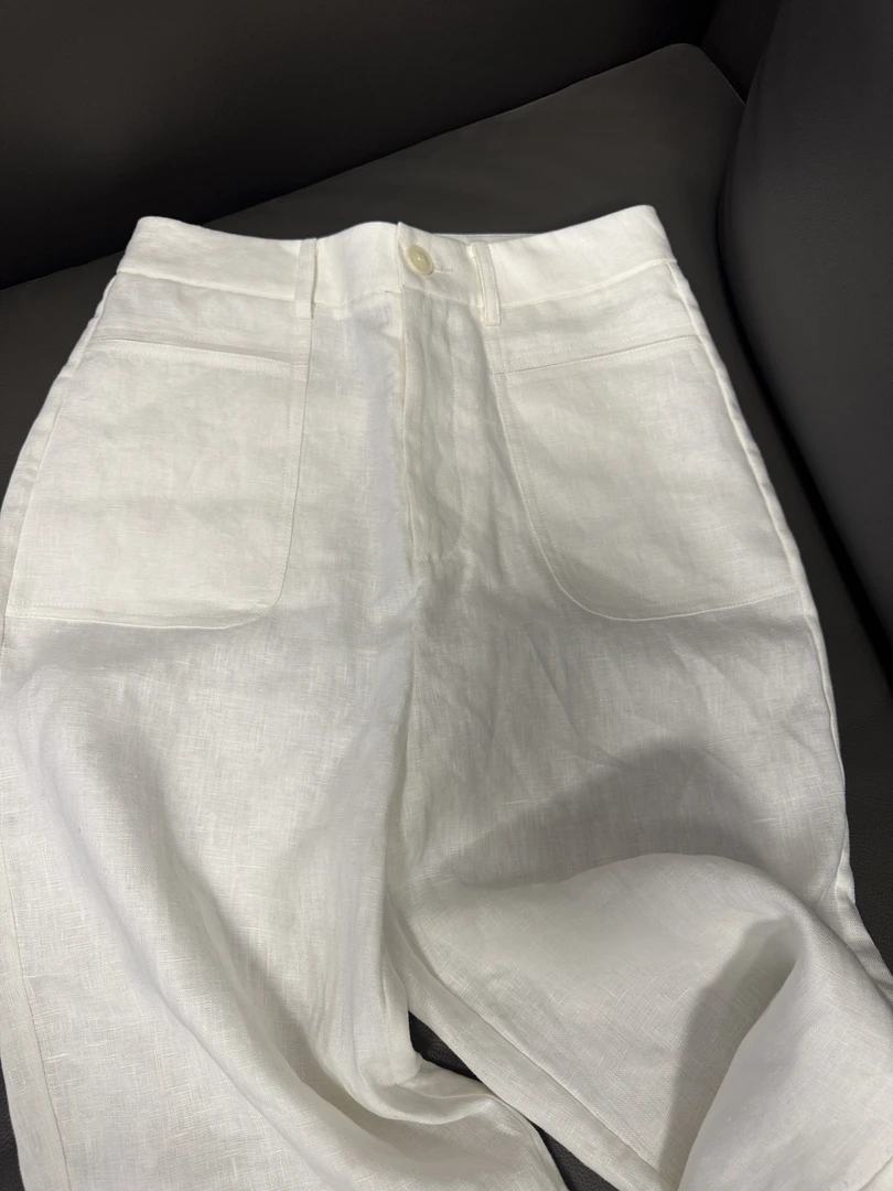 2025春夏100%法国亚麻四口袋直筒裤