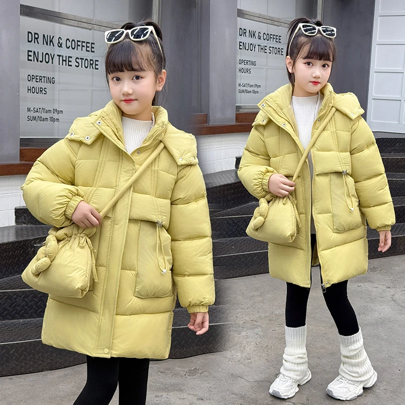 女童加棉棉服外套冬季2025新款儿童中长款冬季加厚女孩洋气派克服