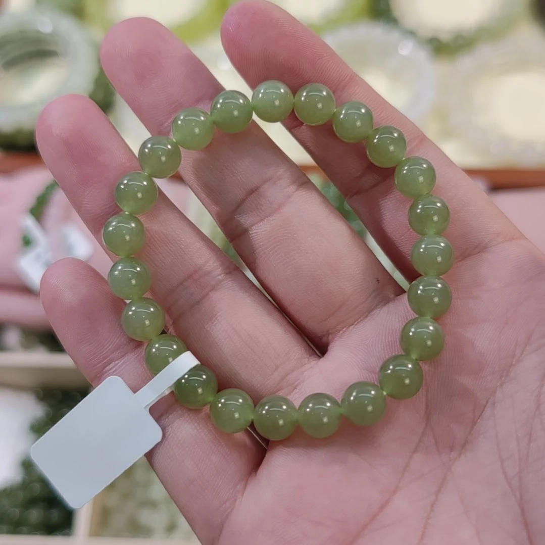 手串未镶嵌和田玉卡8特价冰晴绿手串×1