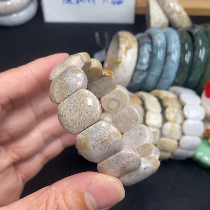 未镶嵌手链硅化珊瑚（珊瑚玉）