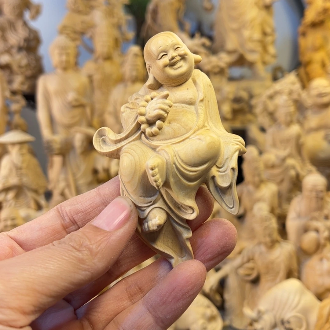 五***彩木小叶黄杨木9高挂衣弥勒佛