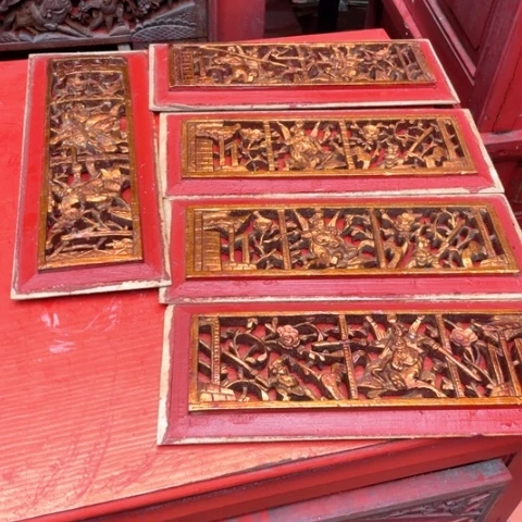 呆***走木木雕花板5片木雕