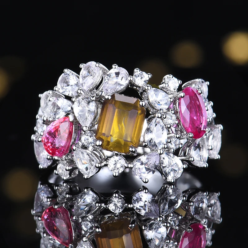 卡莱诗主石2.2克拉18K金天然无烧彩色蓝宝石戒指附带GUILD证书