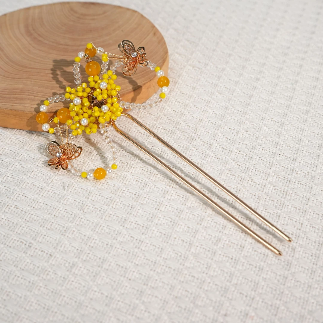 古悦倾城【花书蝶发钗】古风长流苏发簪中国风汉服配饰中式古典发饰