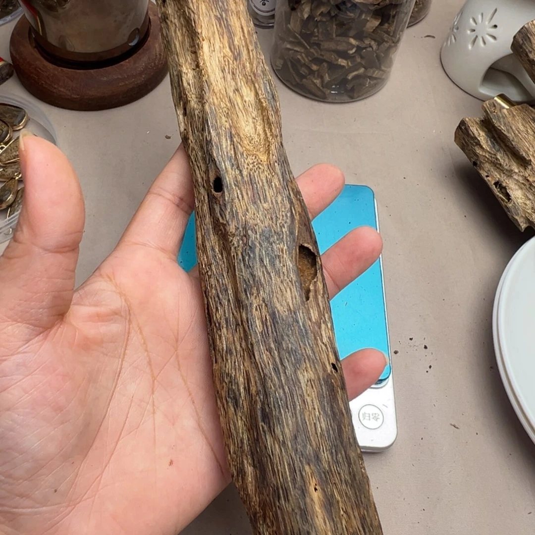 棋楠沉香虫漏摆件83克