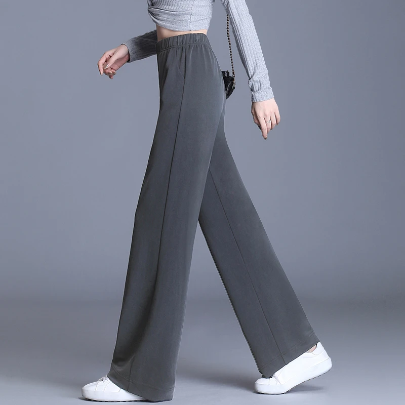 高级灰冰丝速干阔腿裤女2025年夏季透气凉凉垂坠遮粗腿显瘦休闲裤