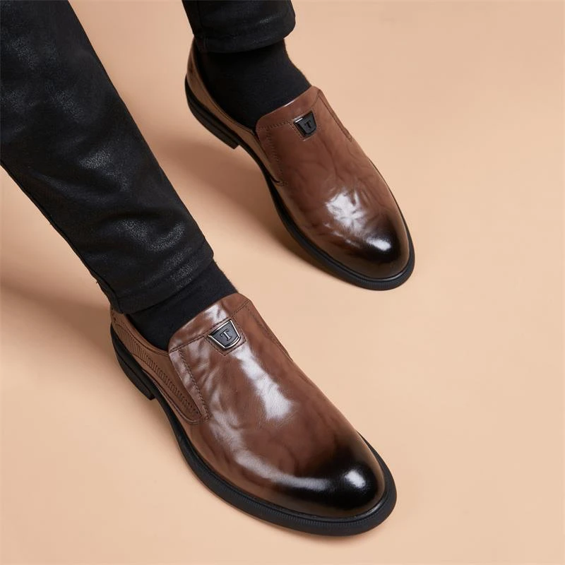 【香港DcSU&Shoes官方正品】增高商务正装牛皮套脚透气休闲小皮鞋