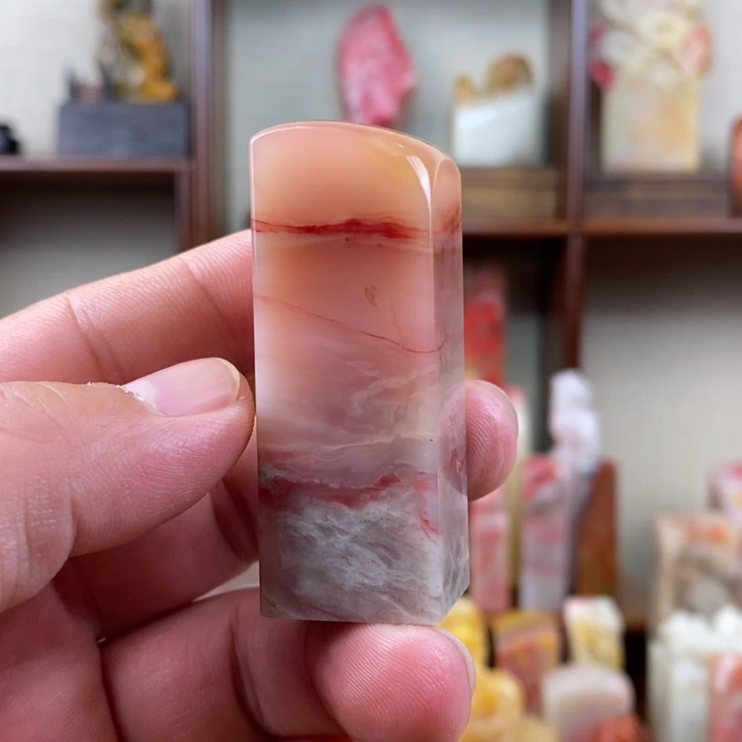 巴林石印石巴林鸡血石素章
