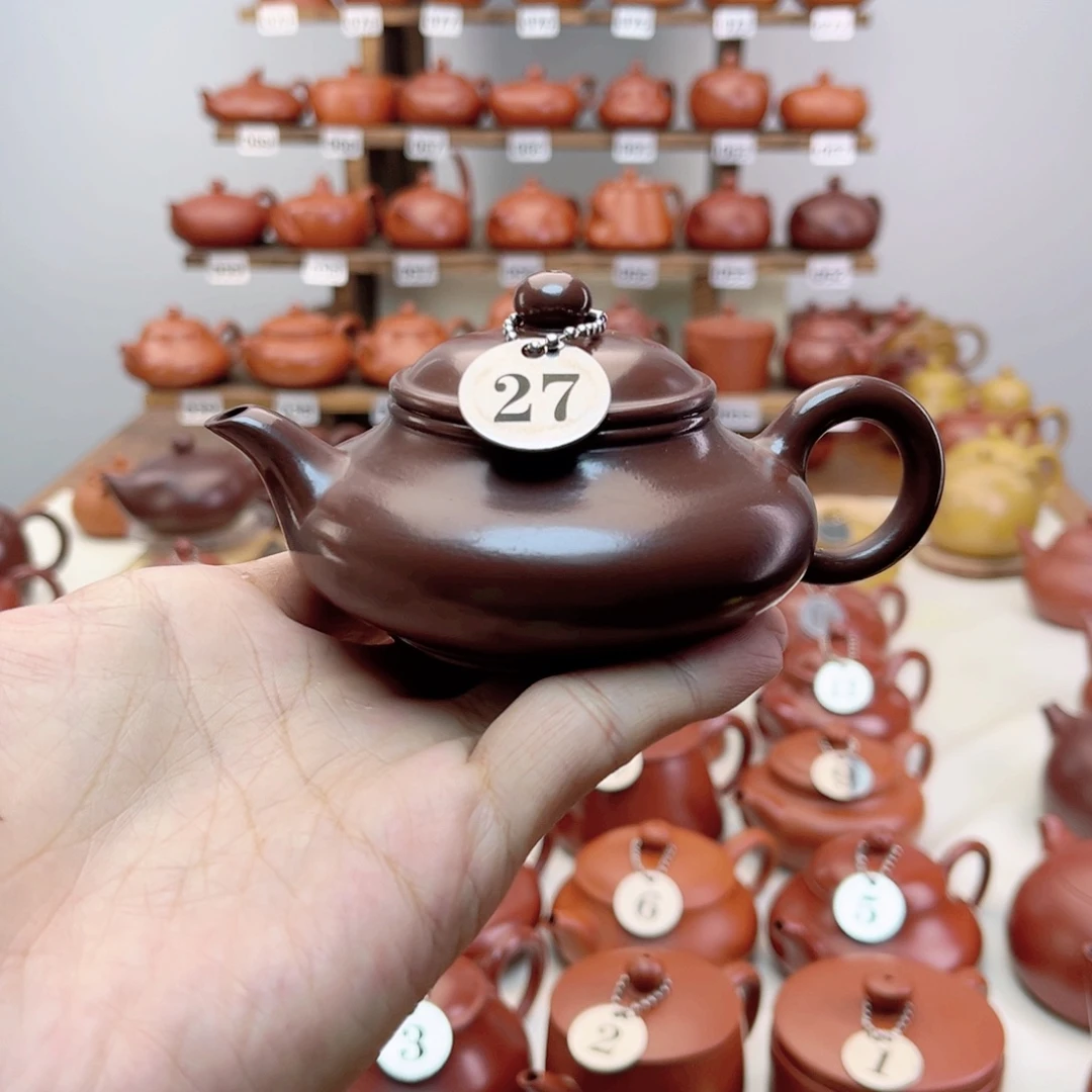 紫砂茶壶虚扁紫泥120cc