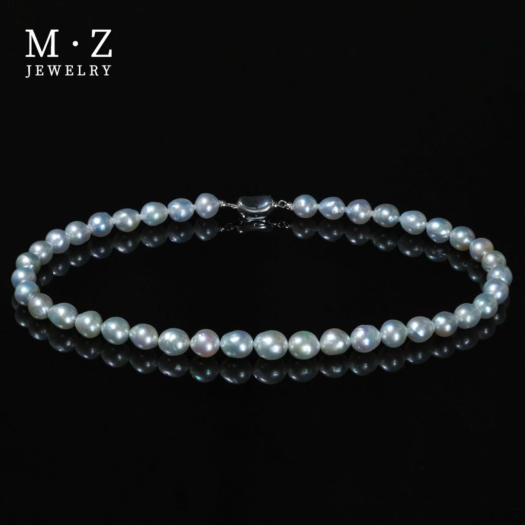 美珍真【银澳白巴洛克项链】银蓝冷光 异形海水 （多样性发其一）