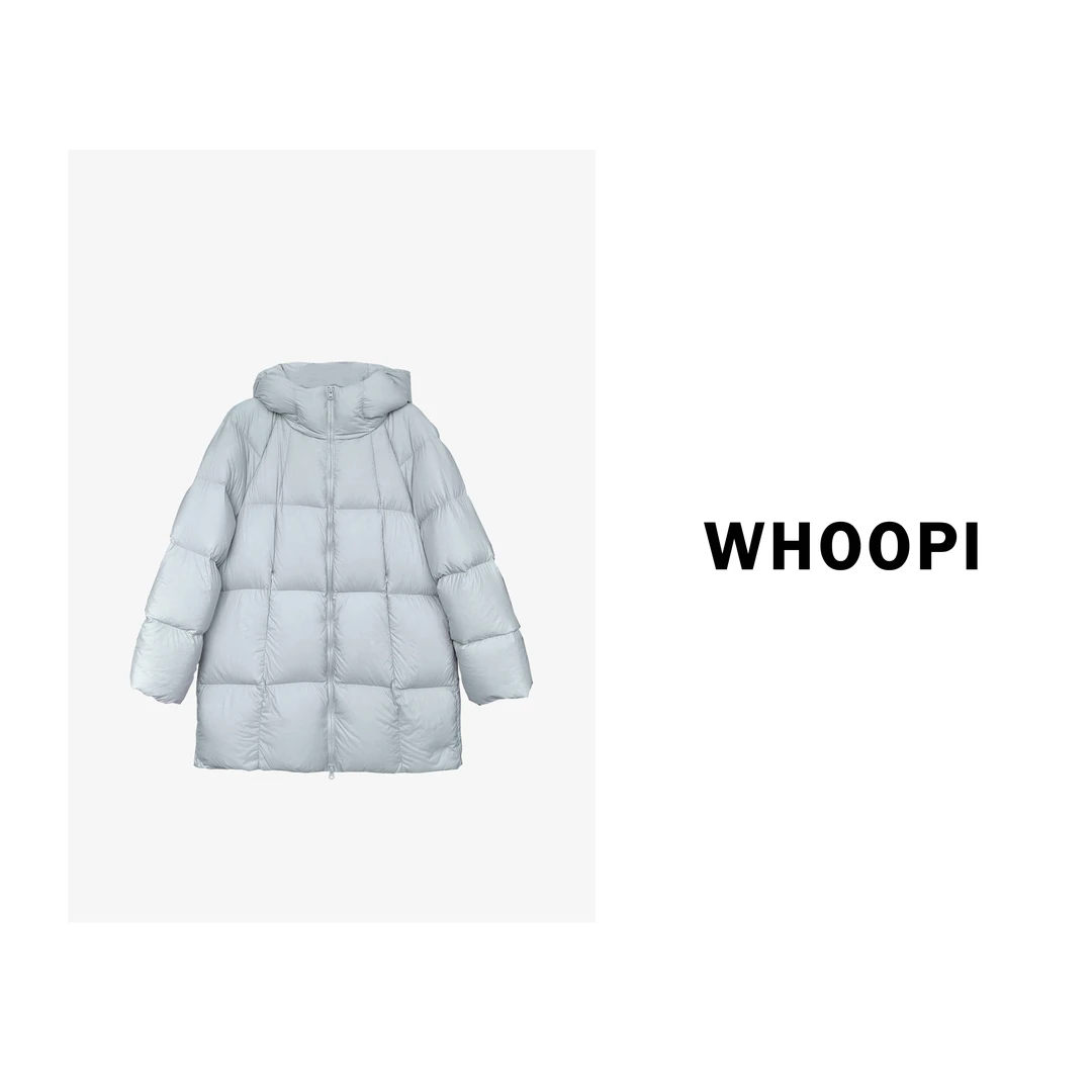 【清】【瑞士雪山】轻暖无胆90白鸭绒中长款连帽羽绒服女款冬季