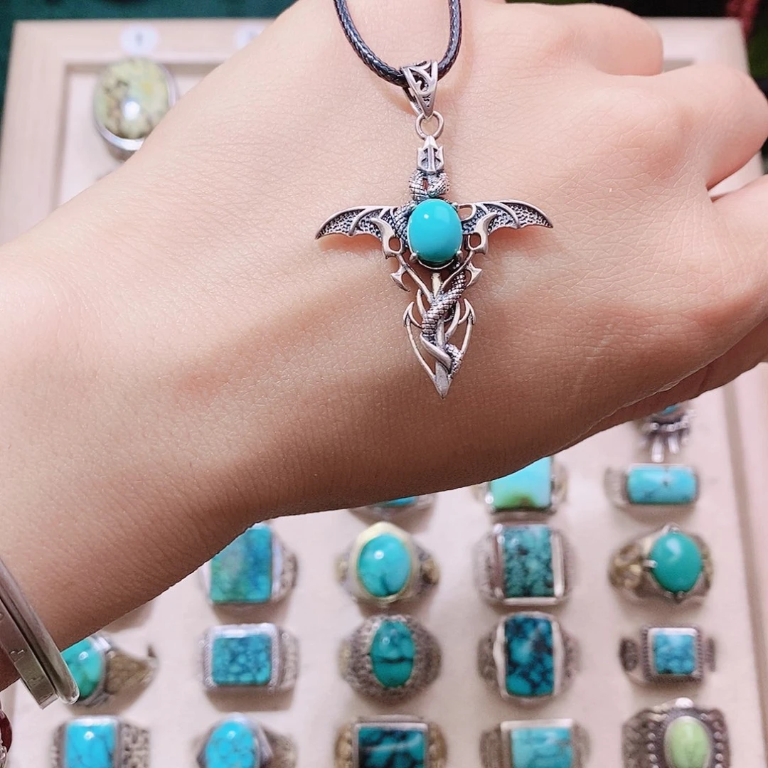 绿松石银S925镶嵌颈饰