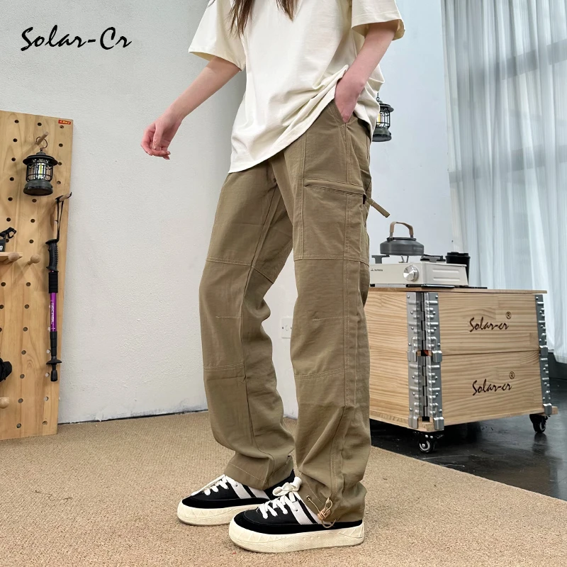 男士工装休闲裤春夏季透气舒适户外直筒防风防水冲锋耐磨男装裤子