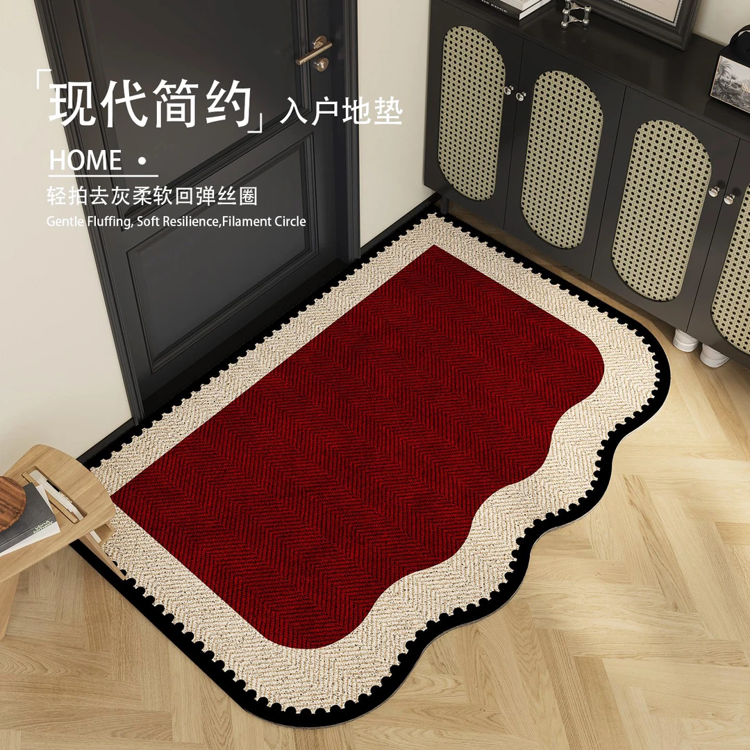 喜庆红色门口入户地垫室外丝圈门垫进门耐脏防滑脚垫玄关地毯门内