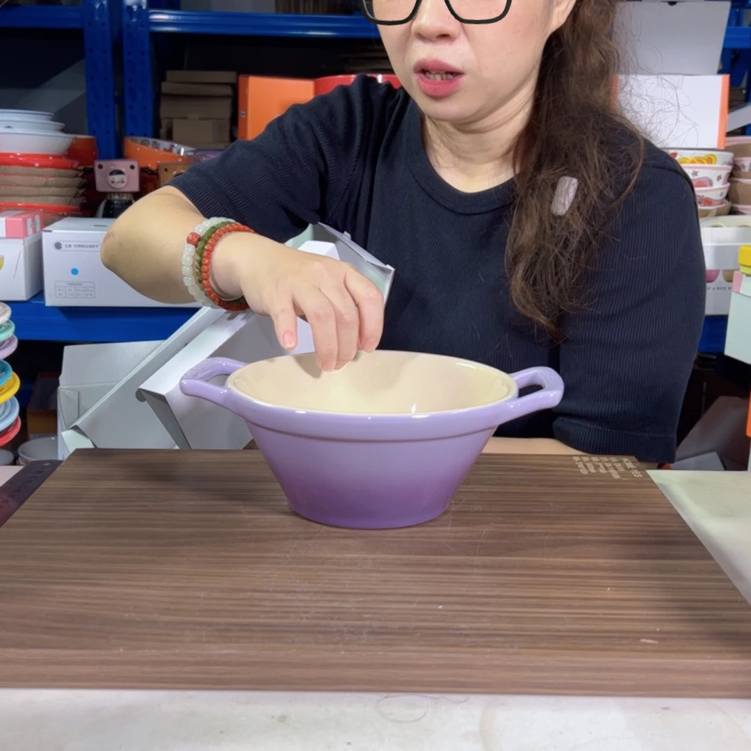 陶瓷紫罗兰双耳面碗