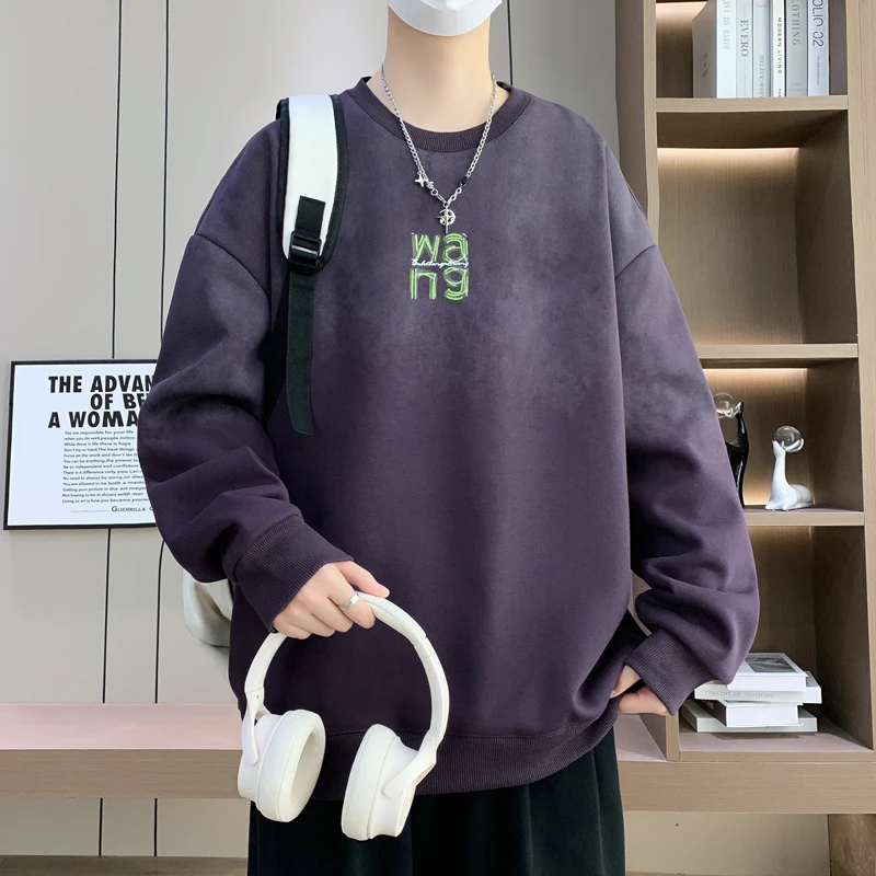 2025新款春秋季圆领卫衣男孩初中学生长袖t恤青少年大童春装上衣