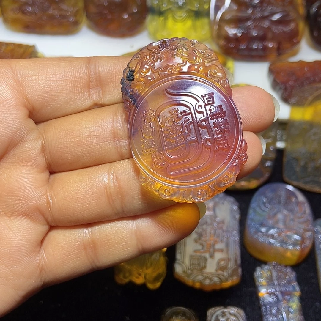 琥珀未镶嵌颈饰紫微讳-11