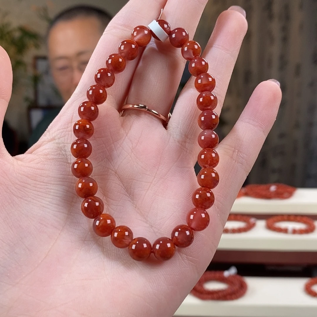 南红玛瑙未镶嵌手串原矿火焰纹7mm