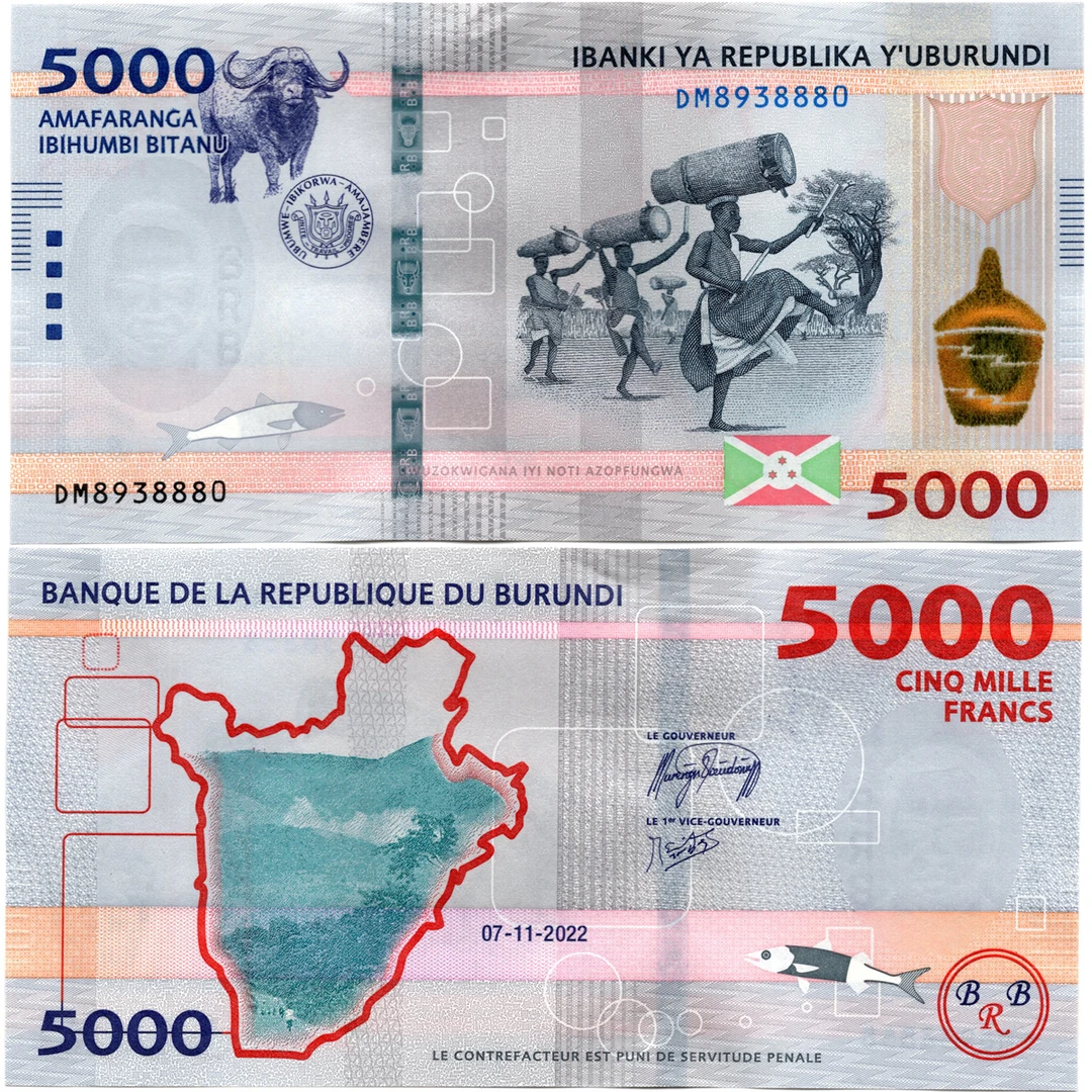 布隆迪5000法郎2022年全新UNC纸币老纸钞外国钱币收藏