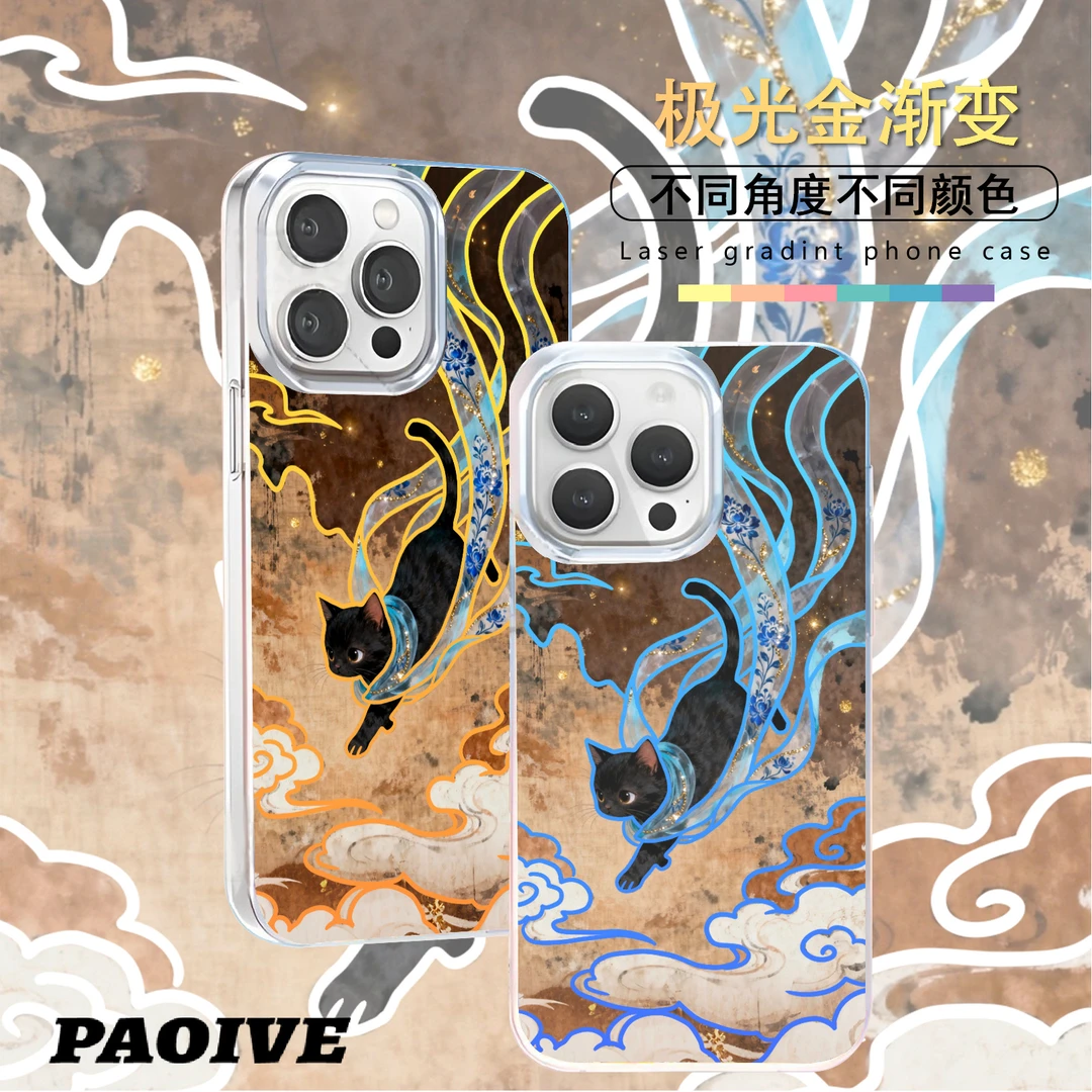 敦煌猫咪适用苹果华为vivo一加iPhone小米红米极光手机壳