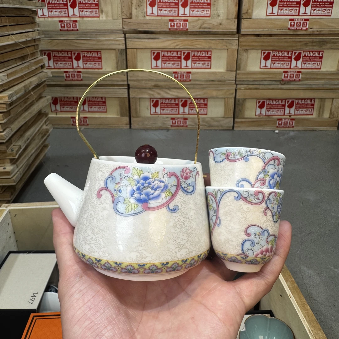 珐琅彩掐丝银提梁壶套组5013+5012