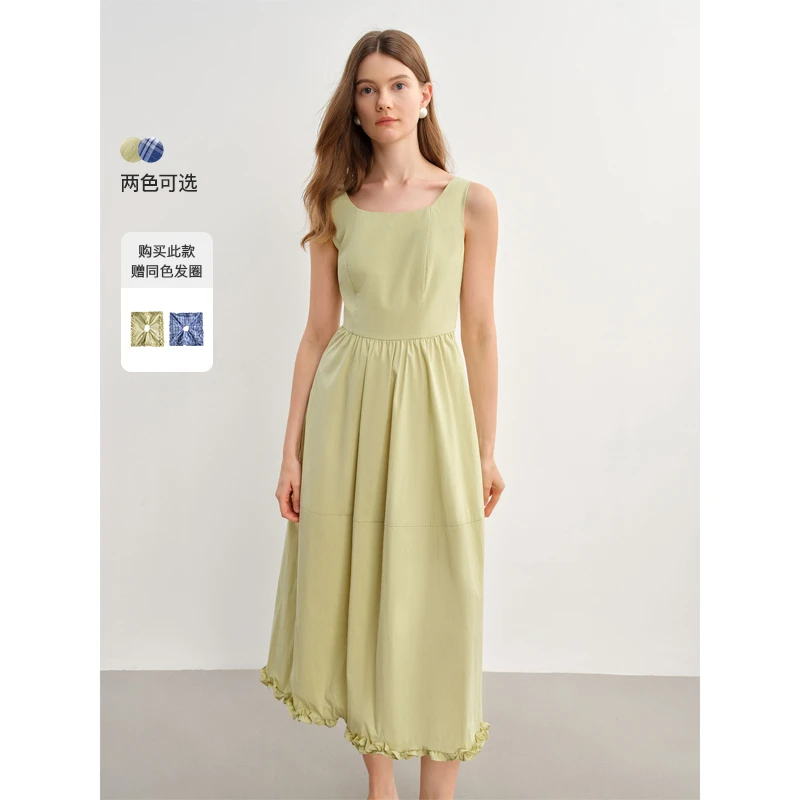 大码花苞连衣裙女夏收腰显瘦微胖mm复古背心裙子 25DS82789
